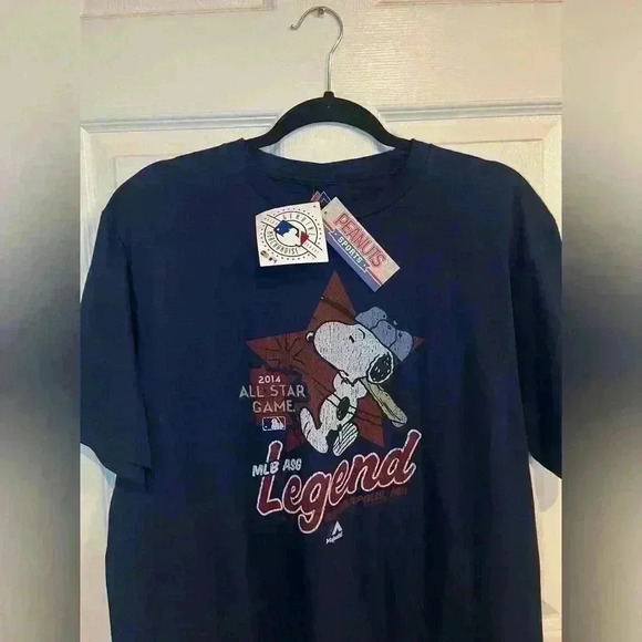Peanuts Sports Majestic Triple Peak 2014 All Star Game Short Sleeved Shirt MLB L - Picture 4 of 6